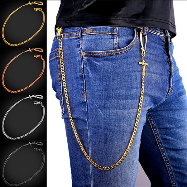 Men Pants Chain Crucifix Cross Design Platinum/Black Gun/Rose Gold/18K Gold  Plated Hip Hop Jeans Trousers Chain | Wish